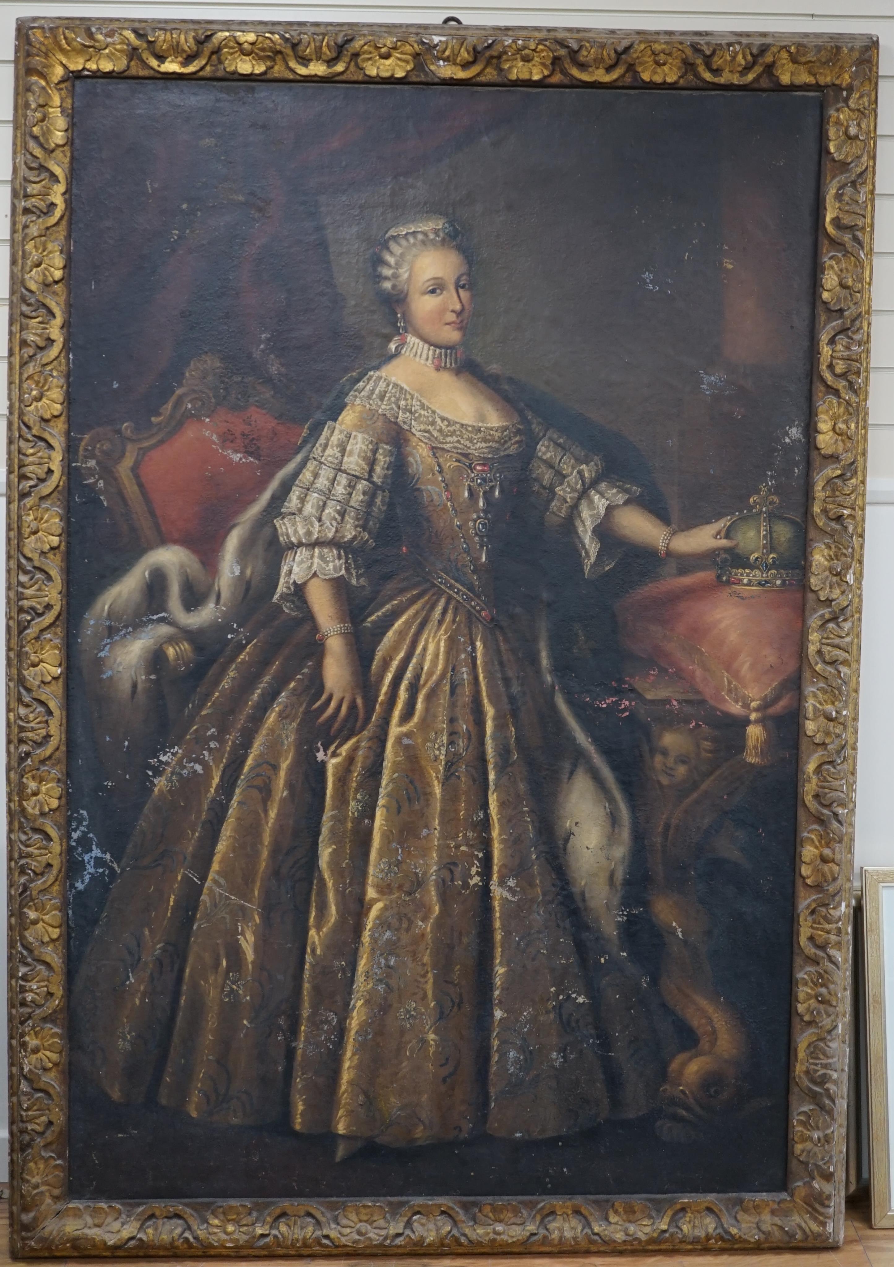 After Louis Tocqué (French, 1696-1772), Portrait of Queen Marie-Antoinette of France in state robes, oil on canvas, 190 x 125cm